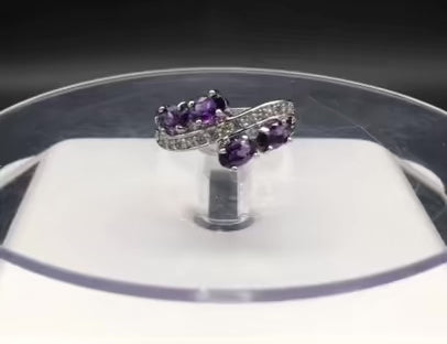 Elegant Purple Zirconia Ring – Luxurious Design with Sparkling Silver Shine