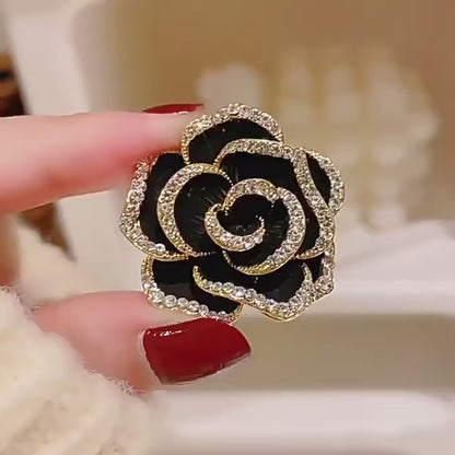 Luxury Rose Flower Brooch – Crystal Pin for Women