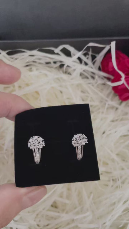 925 Sterling Silver Flower Zircon Earrings for Women