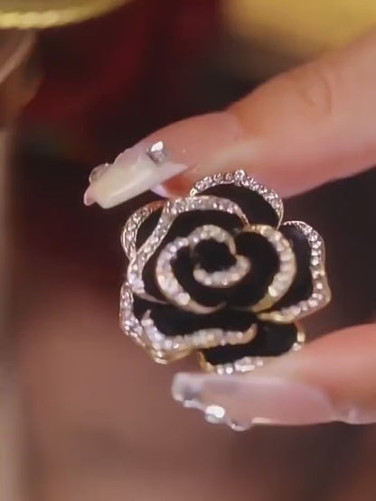 Luxury Rose Flower Brooch – Crystal Pin for Women