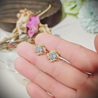 Elegant Zircon Flower Stud Earrings