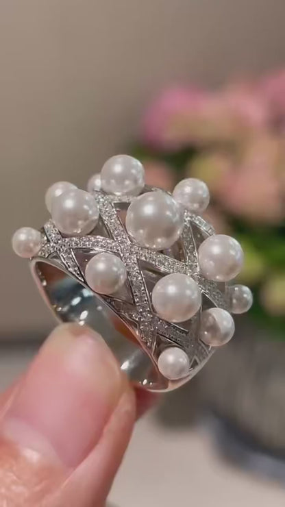 Luxury Pearl Ring 925 Sterling Silver – Elegant Statement Jewelry