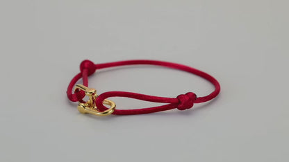 Adjustable Silk Rope Bracelet with Gold Charm
