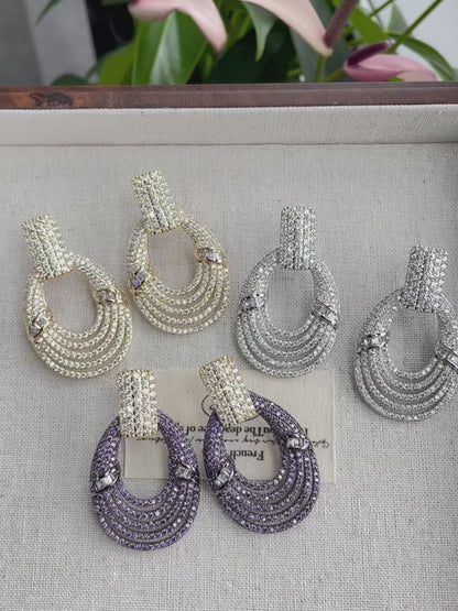 Luxurious zircon-studded earrings, perfect for all occasions, parties, and weddings.