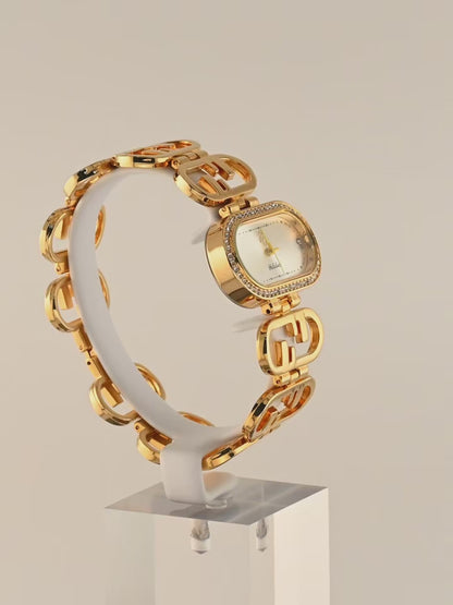 Luxury Crystal Women's Watch – Oval Quartz Bracelet Watch