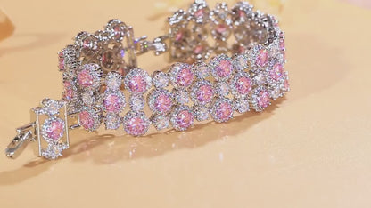 Royal Shine Zirconia Bracelet – Wide Sparkle Cuff for Women, Elegant Jewelry for Parties & Occasions